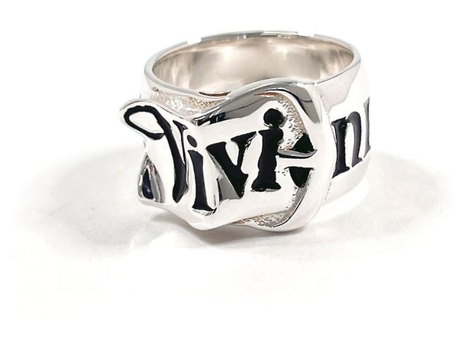 Anello band Vivienne Westwood Nero Argento