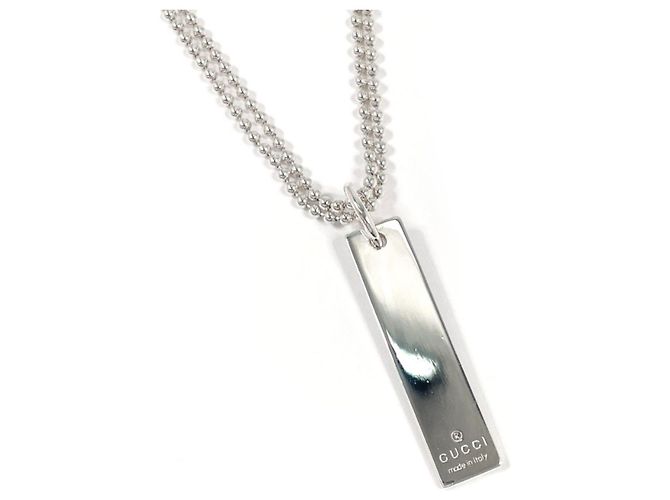 Colar Gucci Plate Double Ball Chain Prata