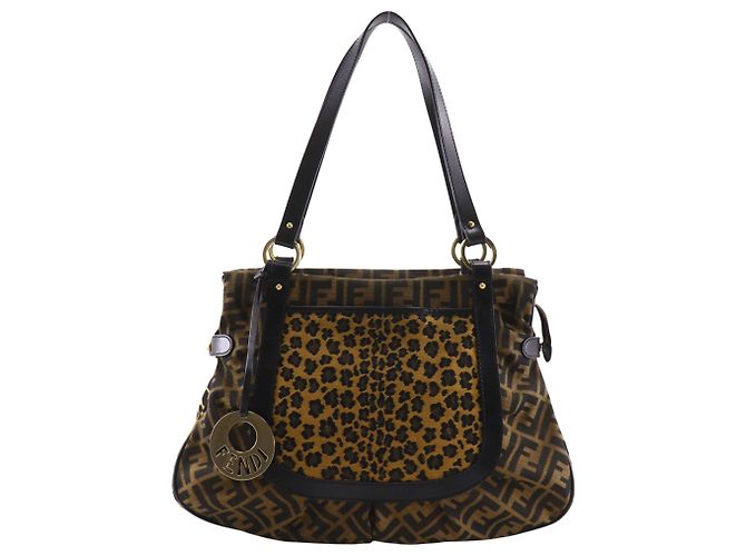 Sac cabas Fendi Zucca Leopard Marron