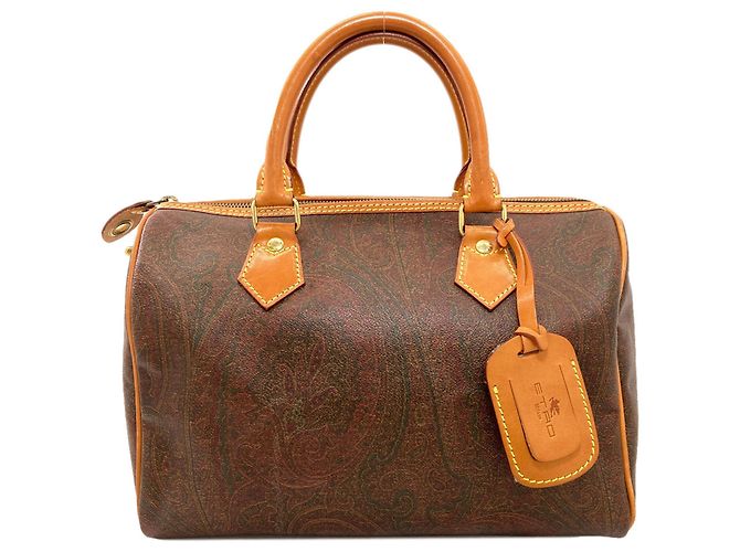 Borsa Boston in PVC marrone Etro