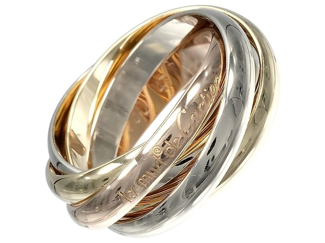 Cartier Trinity 5-Ring Band Ring Silvery Golden