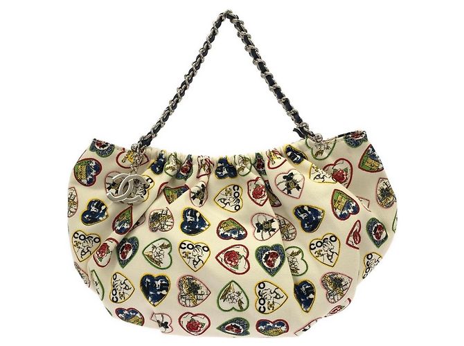 Bolsa Chanel 31412 em lona marfim Cru