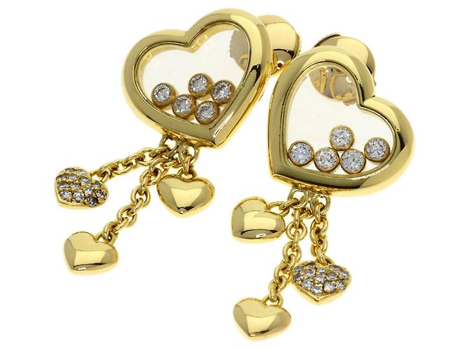 Pendientes de botón Happy Diamonds en oro amarillo de 18K Chopard
