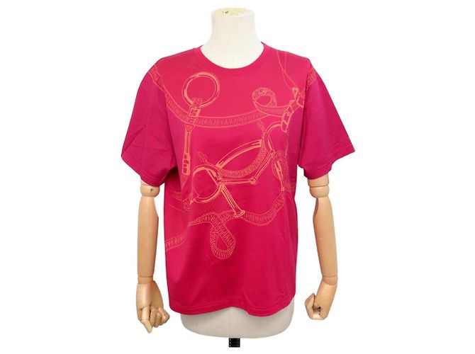 Hermès NOVA T-SHIRT MAXI HERMES EPERON D'OR 4H4644DB M 38 ALGODÃO ROSA CRANBERRY TOP