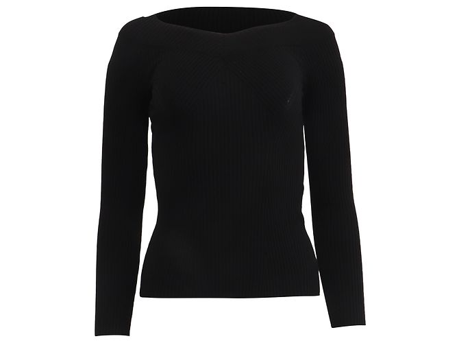 Alberta Ferretti Rippstrick-Pullover aus schwarzer Viskose 