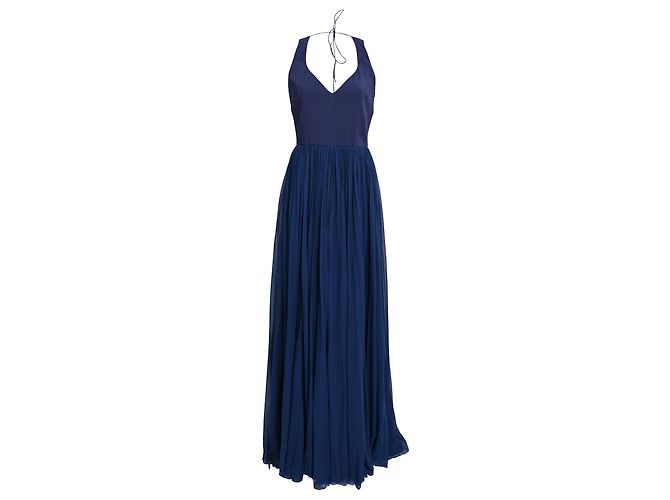 Abito maxi plissé Emilio Pucci in seta blu navy