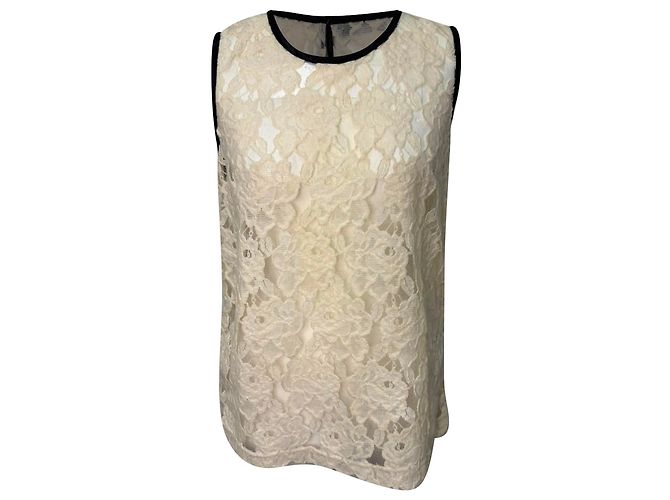 Dolce & Gabbana Top de tirantes de encaje Dolce and Gabbana en algodón crema Blanco Crudo