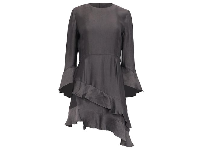 Vestido mini assimétrico com babados Iro em cupro cinza