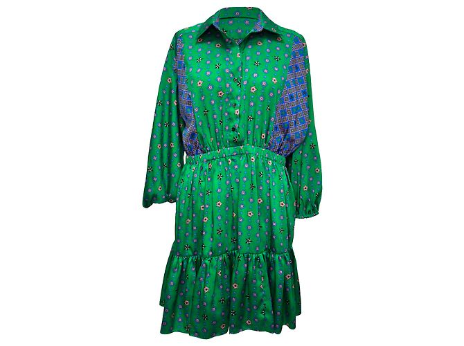 Sandro Printed Mini Shirt Dress in Multicolor Polyester Multiple colors