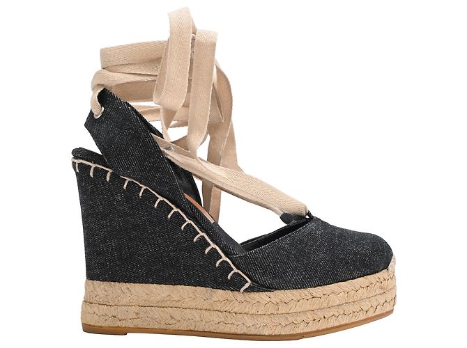 Décolleté con zeppa espadrilles Ralph Lauren Collection in cotone nero