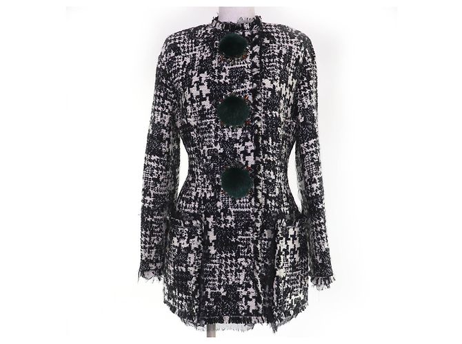 Dolce & Gabbana Cappotto in tweed con gioielli Dolce&Gabbana Nero