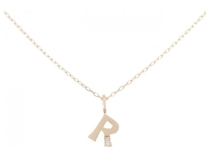 Autre Marque Collana Iniziale R in Au750 con Diamante Rosa
