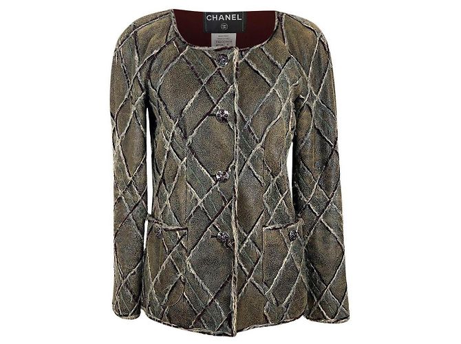 Chanel Métiers d'Art Lederjacke Paris Edinburgh Braun