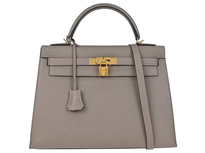 Hermès Hermes Kelly Grey Epsom with Gold Hardware 32 Marron