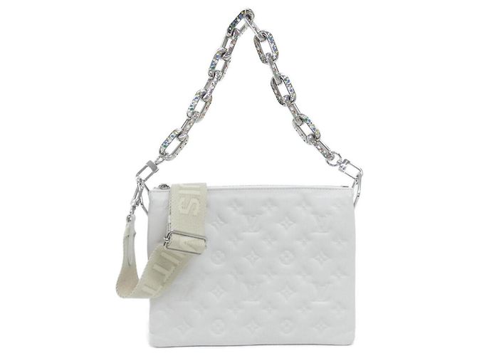 Bolsa de Ombro Louis Vuitton Monogram Couchon PM Branco Monograma