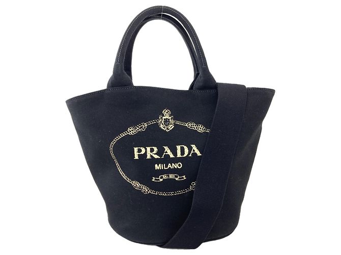 Borsa Tote 2-Way in Canapa nero Prada