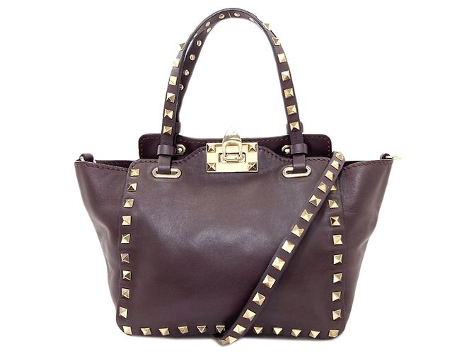 Borsa 2-Way con borchie Valentino Marrone scuro