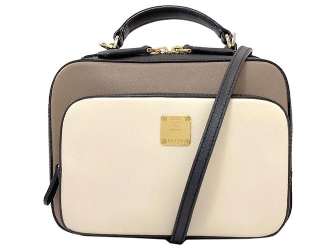 MCM Bicolor 2-Way Handtasche Braun Schwarz Weiß