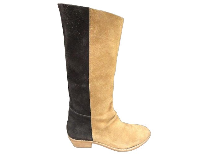 Autre Marque Camper x Bernhard Willhelm Two-Tone Suede Boots Black Beige