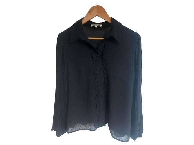 Autre Marque Blusa Grain-Malice nera a pois e pizzo Nero