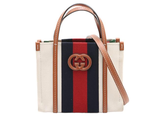 Gucci Interlocking G Web Canvas Mini Beige
