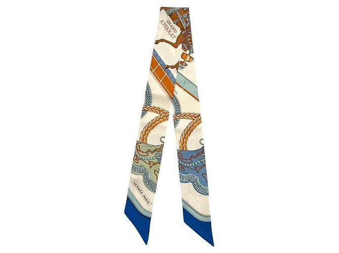 Hermès Sciarpa in seta multicolore Hermes Grand Apparat Blu Beige 