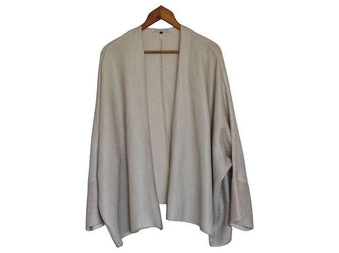 Adolfo Dominguez beiger Strickcardigan mit Metallic-Effekt Grau