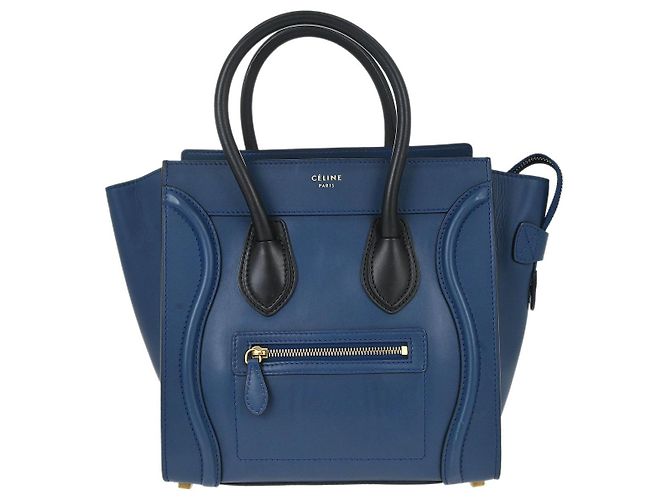Céline Celine Luggage Smooth Leather Nano Bleu