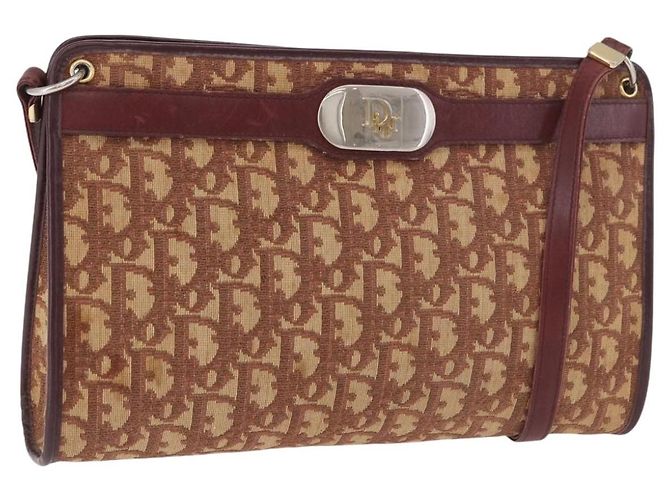 Borsa a Spalla Christian Dior Trotter Canvas Rosso Oro Auth 187757 D'oro