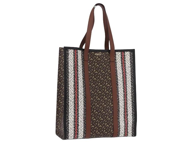 Bolsa Tote BURBERRY em PVC e couro marrom dourado Auth 186186M