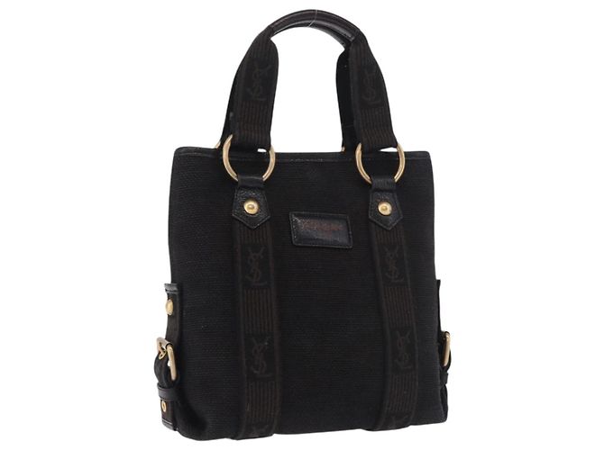SAINT LAURENT Borsa Kahala in tela nero e oro Auth 187360A D'oro
