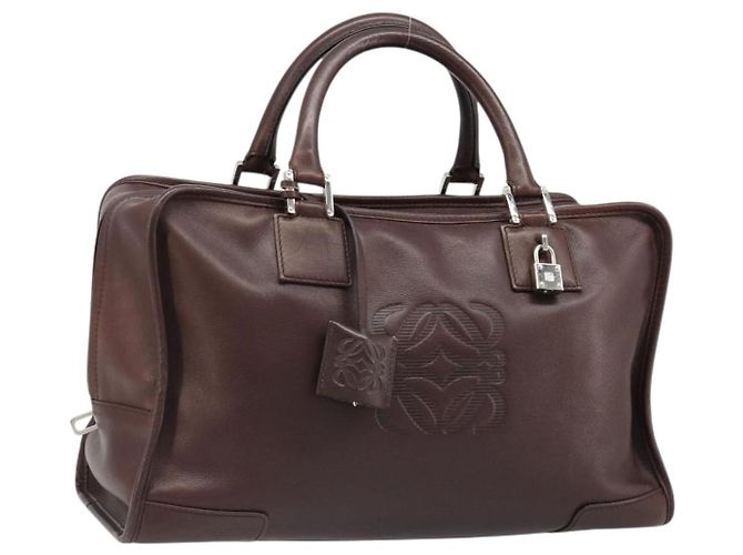 LOEWE Amazona 36 Handtasche Leder Braun Silber Authentisch 186080V
