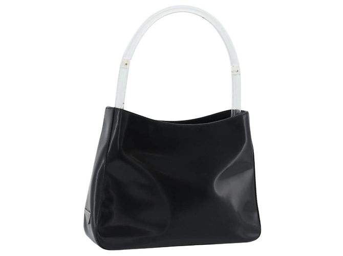 PRADA Shoulder Bag Leather Black Silver Auth 187050A Silvery