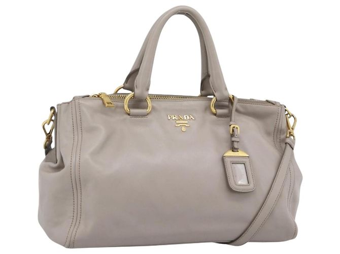 Bolsa de mão PRADA Galleria em couro 2way Cinza Ouro Auth 186121V