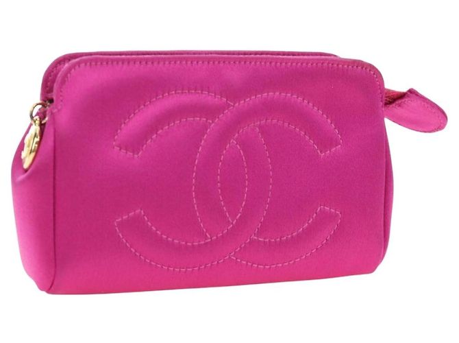 CHANEL Clutch Satin Rosa Gold CC Authentisch 186009SAM Pink Golden
