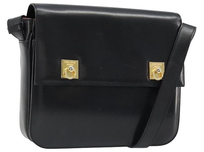 Céline Borsa a Spalla CELINE in Pelle Nera con Dettagli Oro Auth 179534A Nero D'oro