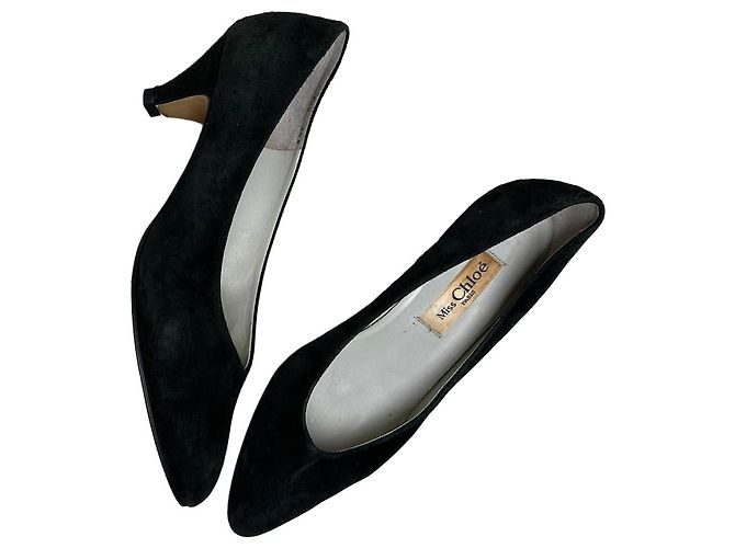 Chloé Vintage Chloe Suede Heels Black EU36.5