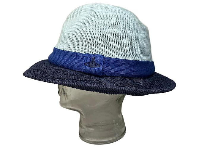 Vintage Vivienne Westwood Structured Hat Light Blue Navy