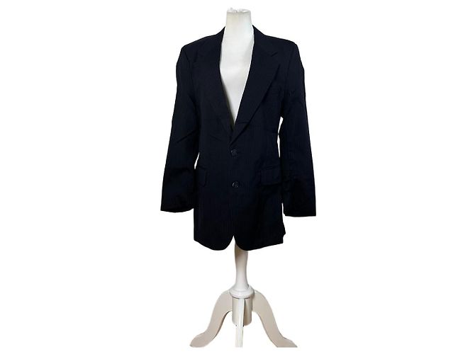 Vintage Dior Men's Wool Blazer Navy Silk Lined S-M Navy blue
