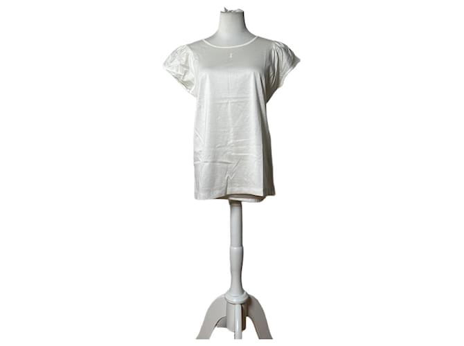T-shirt Vintage Yves Saint Laurent avec logo brodé Ivoire M Blanc 