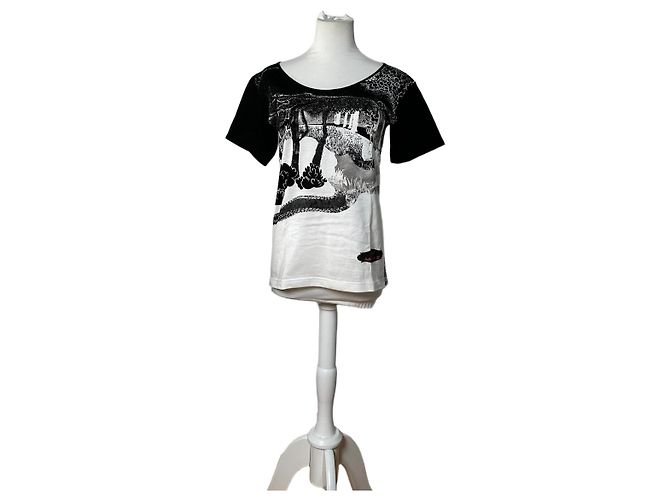 T-shirt in cotone Vintage Chloé Logo Nera Bianca L Nero