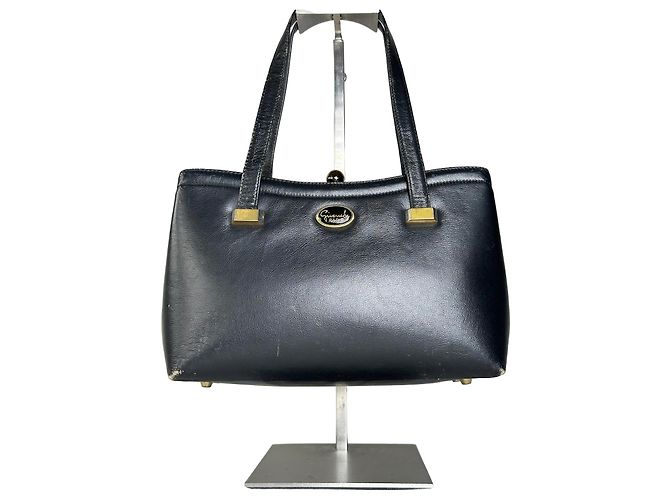Vintage Givenchy Structured Leather Tote Black Gold