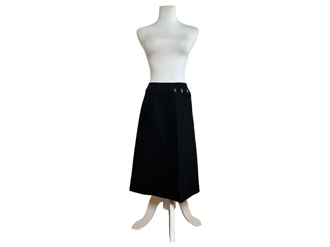 Chloé Gonna vintage Chloe con bottoni frontali nera argento Nero