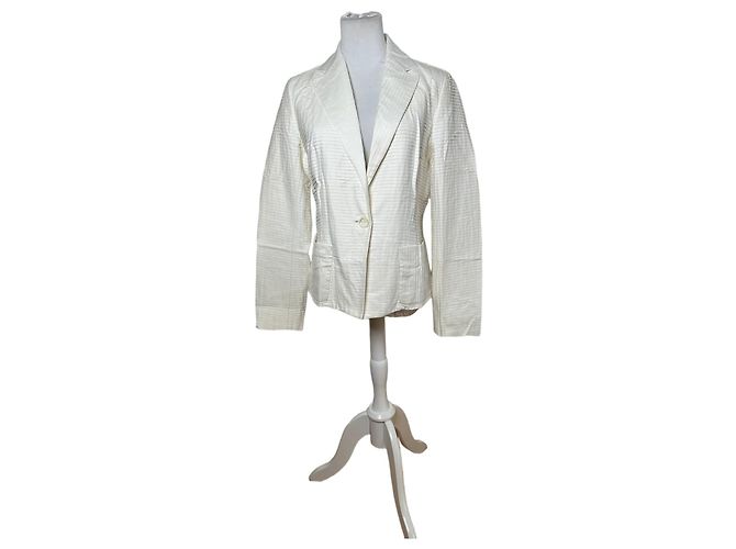Céline Vintage Celine Cotton Silk Blazer Cream M Beige