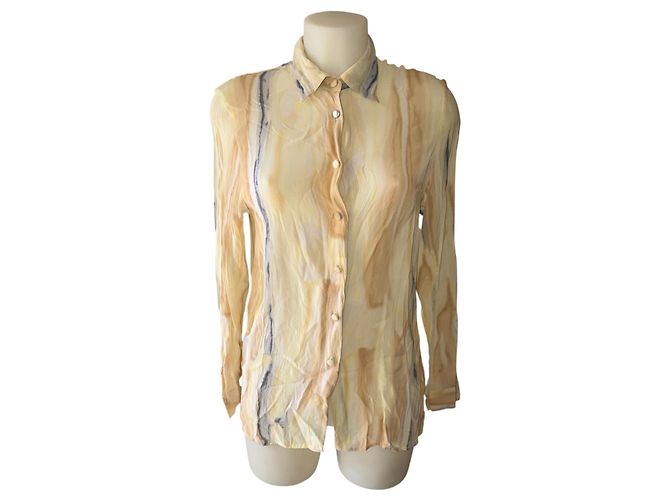 Giorgio Armani Viskosehemd mit Aquarellprint Weiß