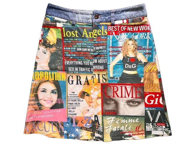Minifalda vaquera Dolce & Gabbana estampado Trashy Magazine Multicolor Azul claro