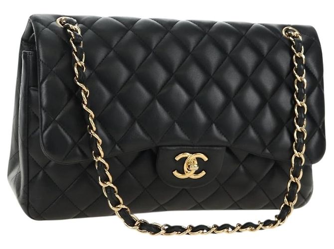 Classique Chanel Timeless - Classic Double Flap Leather Jumbo Noir