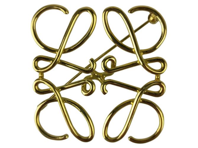 Loewe Anagram Brosche aus Goldmetall Golden