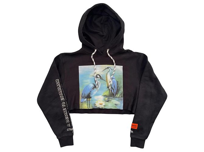 Heron Preston Moletom Cropped com Capuz Preto