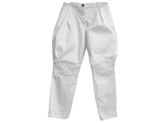 Autre Marque Calça Scervino Street branca de algodão e renda Branco